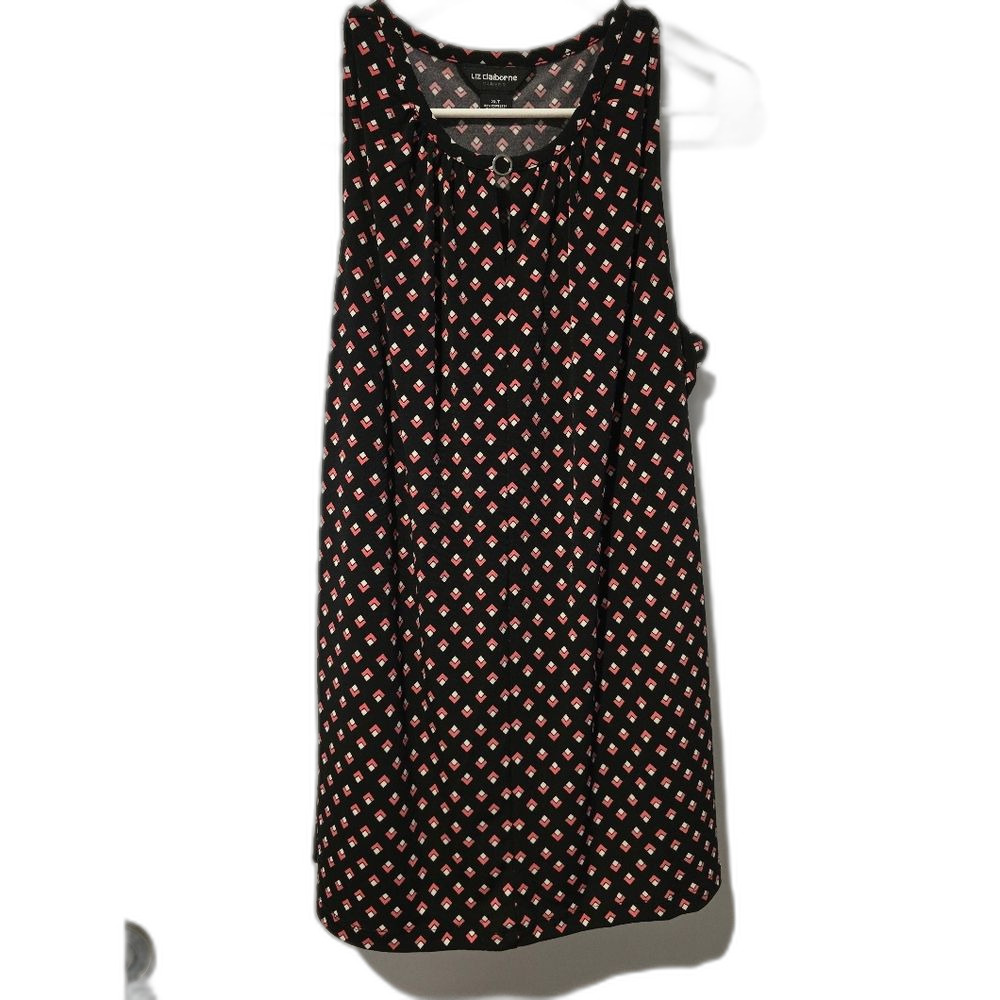 Liz Claiborne Pink/Black/White Sleeveless Tanktop With Small Keyhole. Size XLT